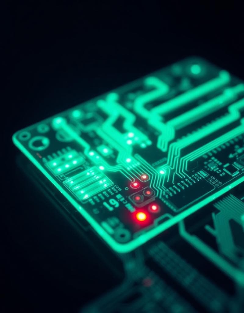 PCB con trazas mint brillantes